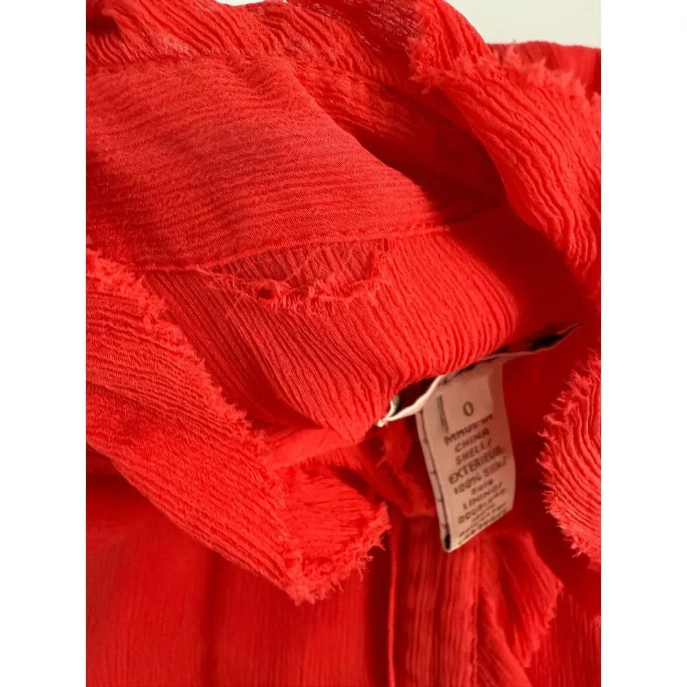 J Crew Women's Natasha Silk Ruffle Sleeveless Top Blouse Red Size 0 *Flaws*